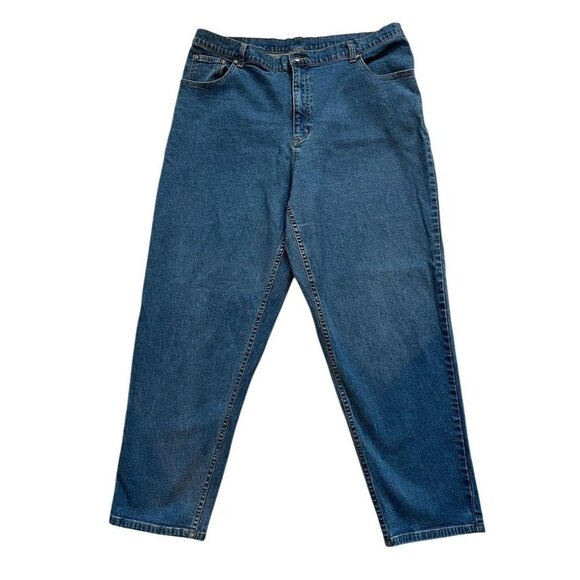L.L. Bean Woman's Jeans Sz 22 Reg Tapered Leg Blue Denim Cotton & Elastane - Picture 1 of 12